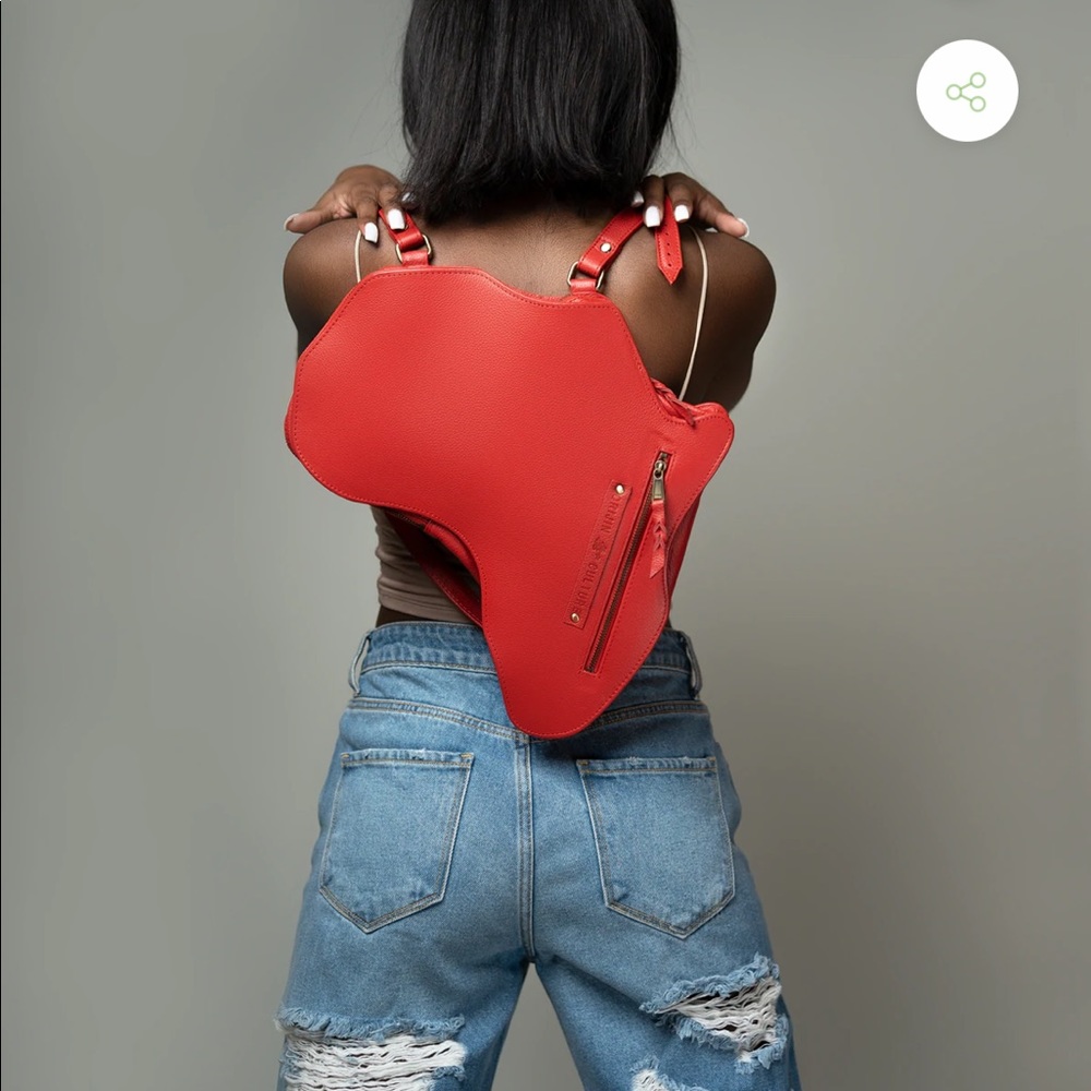Red bison leather backpack/handbag